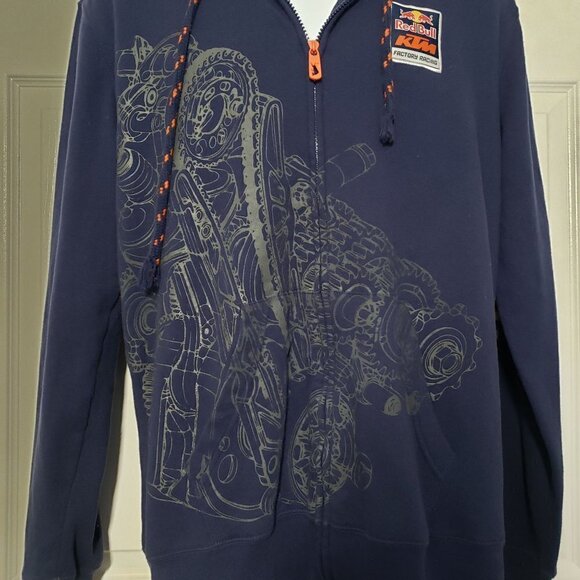 Red Bull KTM Racing Sweatshirt Blue Hooded Full Zip Jacket Mens Sz Large - Picture 2 of 15